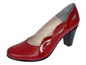 Pantofi dama din piele naturala cu toc de 7cm Katty Rosu P134233RL - Img 8