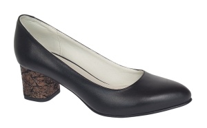 Pantofi dama eleganti din piele naturala box cu toc de 5 cm, Negru NA100ARMNP - Img 3