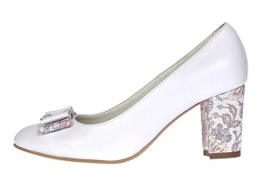 Pantofi dama eleganti din piele naturala box toc 7cm, Alb A41APF - Img 6