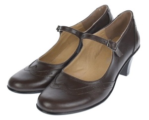 Pantofi dama eleganti din piele naturala cu toc mic si bareta - P104MARO - Img 2