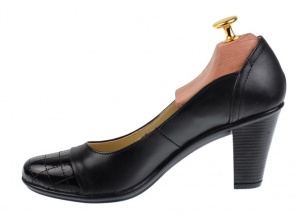 Pantofi dama eleganti din piele naturala cu varf lacuit, croco, toc 7cm P13423LACN - Img 2