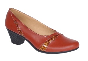 Pantofi dama eleganti din piele naturala Portocaliu cu toc de 6cm P36PORT - Img 4