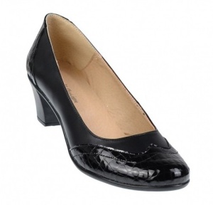 Pantofi dama eleganti din piele naturala - Victoria Negru P104CROCON - Img 2