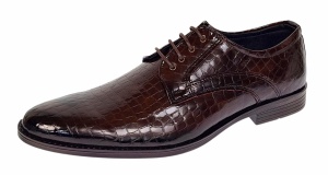 Pantofi eleganti barbati din piele naturala croco lac - Model 818 Maro - Img 4