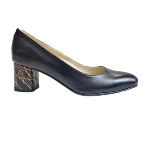 Pantofi eleganti dama, bleumarin, din piele naturala box, toc 5 cm - NA74BLM2 - Img 2