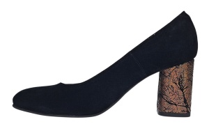 Pantofi eleganti dama negri din piele intoarsa toc aramiu 7cm - NA97N - Img 2