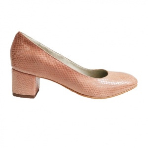 Pantofi eleganti dama, roz cu sclipici, din piele naturala box, toc 5 cm - NA74ROZ2 - Img 2