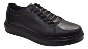 Pantofi sport-casual barbati din piele naturala culoare neagra DeSuceava RSY01N