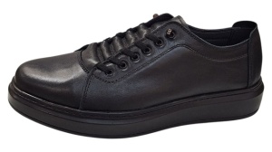 Pantofi sport-casual barbati din piele naturala culoare neagra DeSuceava RSY01N - Img 3