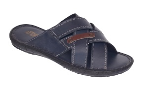 Papuci barbati din piele naturala de culoare bleumarin - GKR74BL - Img 7