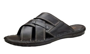 Papuci barbati din piele naturala de culoare neagra - GKR74N - Img 2