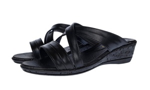 Papuci dama de vara cu platforme de 5 cm, din piele naturala, NEGRU, PAP21N - Img 2