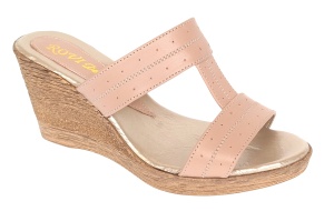 Papuci dama din piele naturala cu platforme de 7cm Nude PAP300NUD - Img 3