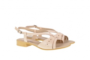 Sandale dama bej din piele naturala, platforme de 2cm - S36BEJ - Img 4