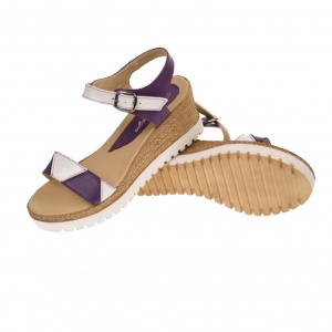 Sandale dama, casual, alb si mov ,din piele naturala, cu platforma de 7 cm - S103AMOV - Img 2
