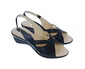 Sandale dama de vara cu platforme de 5 cm, din piele naturala, neagra, S10NBOX - Img 3