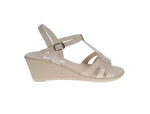 Sandale dama de vara cu platforme de 6cm, din piele naturala, bej, S17BEJ - Img 4