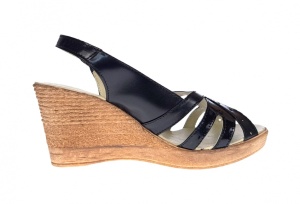 Sandale dama de vara cu platforme de 7 cm, din piele naturala lacuita, neagra, S89LACNEGRU - Img 3