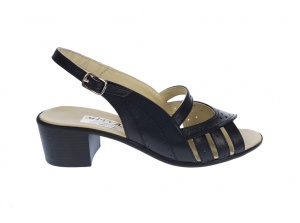 Sandale dama de vara cu toc de 5 cm, din piele naturala, neagra, S26NBOX - Img 2