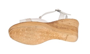 Sandale dama din piele naturala Alb cu Bej si platforme de 7cm S61AB - Img 5