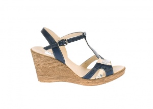 Sandale dama din piele naturala bleumarin platforme de 7cm S58BL - Img 2