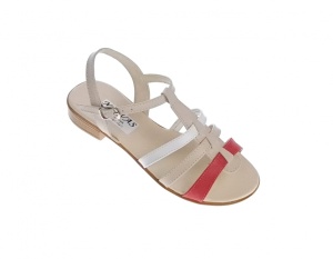 Sandale dama, din piele naturala box, rosu, bej, alb, S2RBA - Img 3