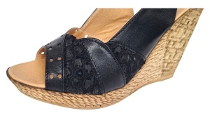 Sandale dama din piele naturala cu platforme de 10cm Negru Floral BVS47XN - Img 9