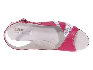 Sandale dama din piele naturala cu platforme de 10cm Roz Floral BVS47IVR - Img 4