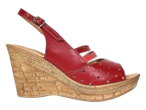 Sandale dama din piele naturala cu platforme de 8.5 cm Rosu BVS46XR - Img 6