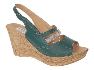 Sandale dama din piele naturala cu platforme de 8.5 cm Verde Color BVS46XV - Img 5