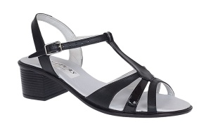 Sandale dama din piele naturala cu toc de 5cm, Negru, S8NLAC