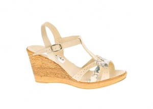 Sandale dama din piele naturala, in combinatie de culori, bej si albastru, S58XBEJ - Img 3