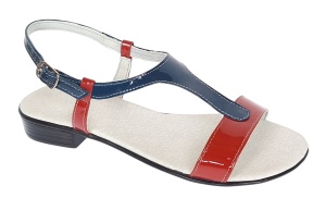 Sandale dama din piele naturala lac - Model rosu cu bleumarin S16RBLAC - Img 5