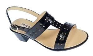 Sandale dama din piele naturala lacuita, negru, Tania - S7NLAC