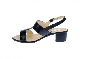 Sandale dama din piele naturala, negru, lac, toc de 5cm, S7NLBOX - Img 5