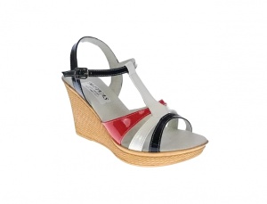 Sandale dama, din piele naturala, Platforme 7cm, Rosu, Alb, Negru, LAC, S47RAN1 - Img 4