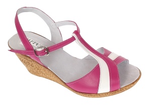 Sandale dama din piele naturala Roz cu Alb - Model cu toc de 7cm S61ROZ - Img 5