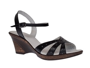 Sandale dama negre din piele naturala cu platforme de 6 cm S5N - Img 6