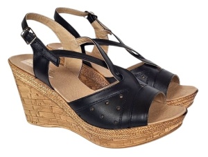 Sandale dama negre din piele naturala cu platforme de 8cm BVS45N - Img 11