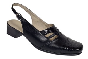 Sandale dama negre din piele naturala cu toc de 4cm SB3N