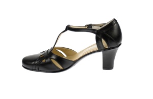 Sandale dama, negre, din piele naturala cu toc de 7cm - S48BOXN - Img 2