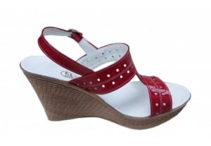 Sandale dama rosii din piele naturala cu platforma de 8cm S46ROSULAC - Img 2