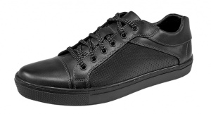 Sneakers barbati casual din piele naturala - Model Negru 1021 - Img 6