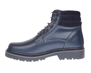 Bocanci barbati din piele naturala imblaniti, model iarna Cairo Bleumarin BOC330BLUE - Img 3