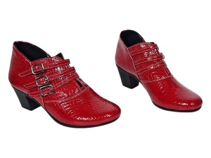 Botine dama rosii din piele naturala Croco cu toc de 6 cm BVS63CRR - Img 4