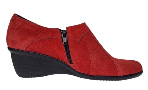 Botine dama rosii din piele naturala intoarsa cu platforme de 5 cm - Mira Velur - Img 3