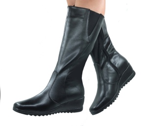 Cizme dama imblanite din piele naturala cu fermoar Kaiya Negru T123NP - Img 2