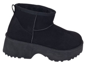 Cizme dama scurte din piele ecologica tip velur imblanite Urban Next Step A89BLACK - Img 7