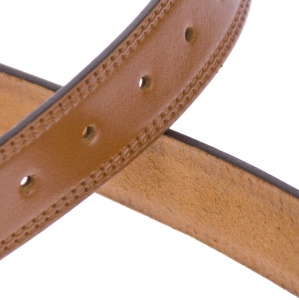 Curea barbati, casual-eleganta, din piele naturala, cusatura dubla, maro, latime 3.5cm - LS101M - Img 2