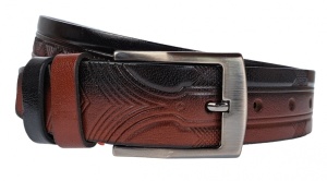 Curea barbati, casual, eleganta, din piele naturala, doua culori, negru si maro, 3.5cm - CK44MN